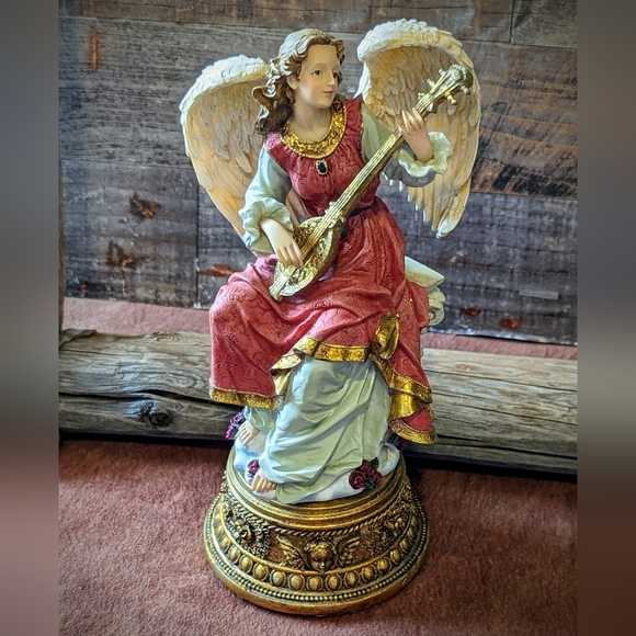 Brothers Sisters Design Studio Musical Christmas Angel W Mandolin - Picture 1 of 7